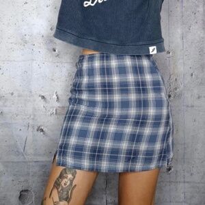 NEW American Eagle Blue Plaid Mini Skirt Women Small Academia Preppy Gossip Girl